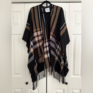 Ardene Black and Brown Striped Poncho